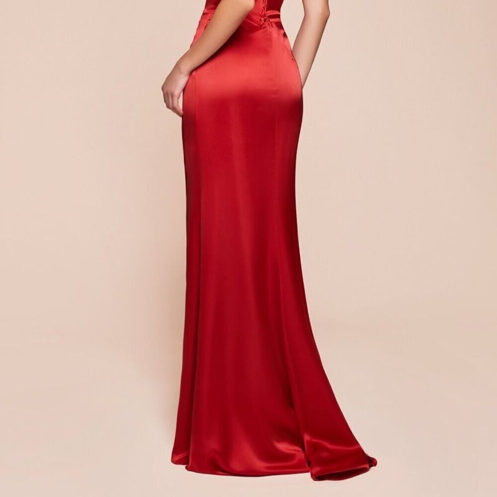 New Formal Strapless Sheath Satin Dress W/ Straight Across Neck & Sash 7451 View 6